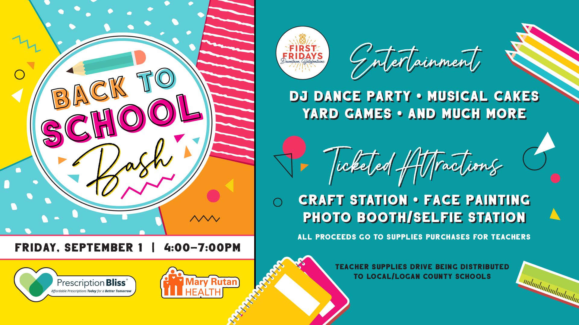 Fall into First Friday Fun - September's Back to School Bash